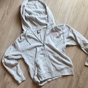 NWOT Vans Light Gray Zip-Up Hoodie with PINK Logo